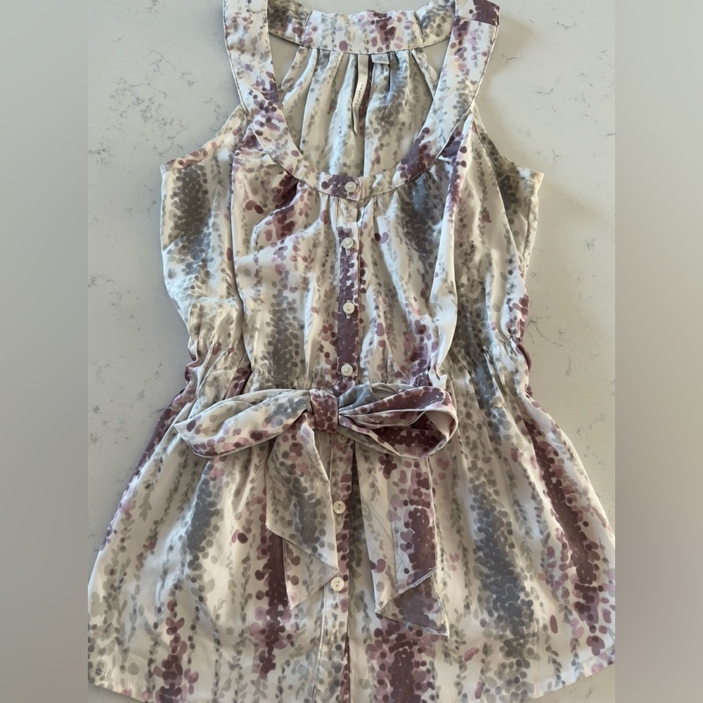 LC Lauren Conrad XS Blouse Grey Purple White Tank